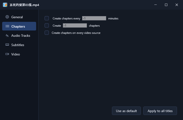 Edit Title window - Chapters tab