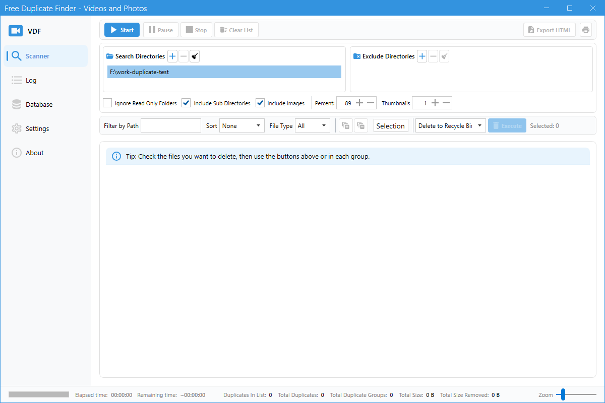Main Scanner interface