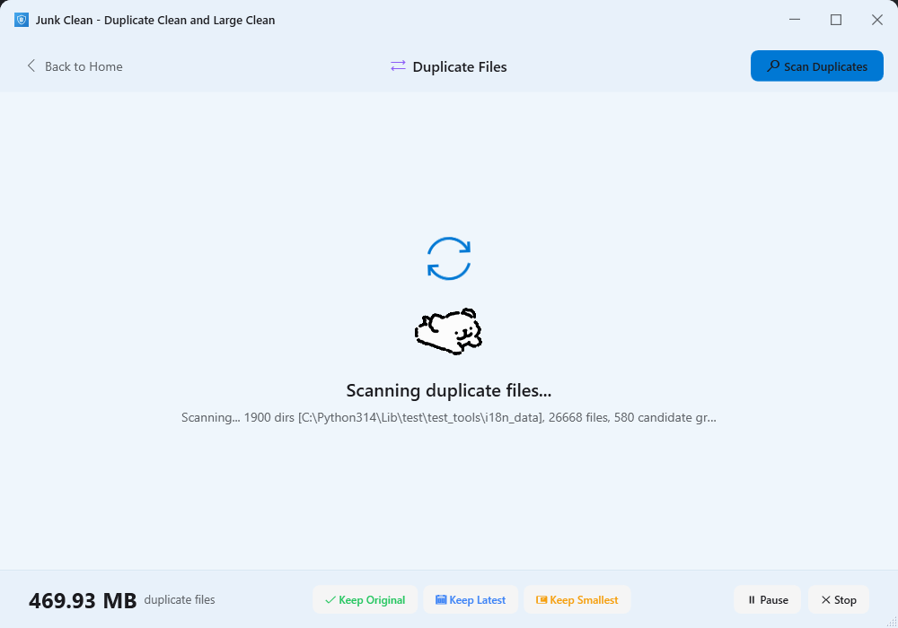 Duplicate file scan screenshot