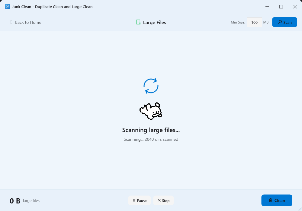 Large file scan screenshot