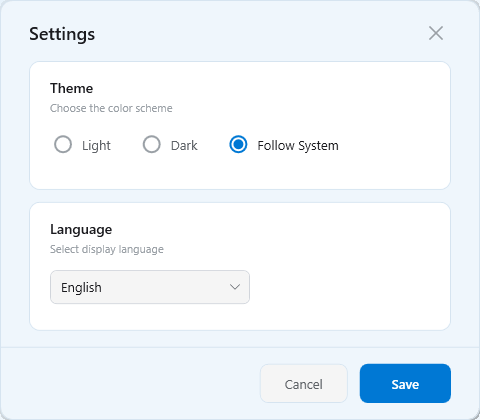Settings page screenshot