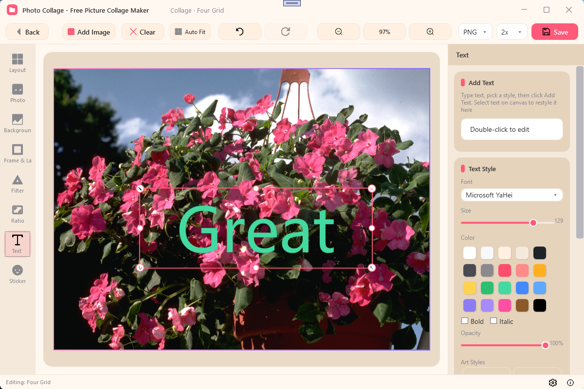 Text tool screenshot