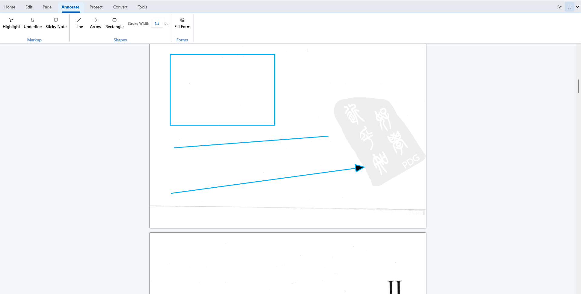 Shape selected with blue border + resize handles
