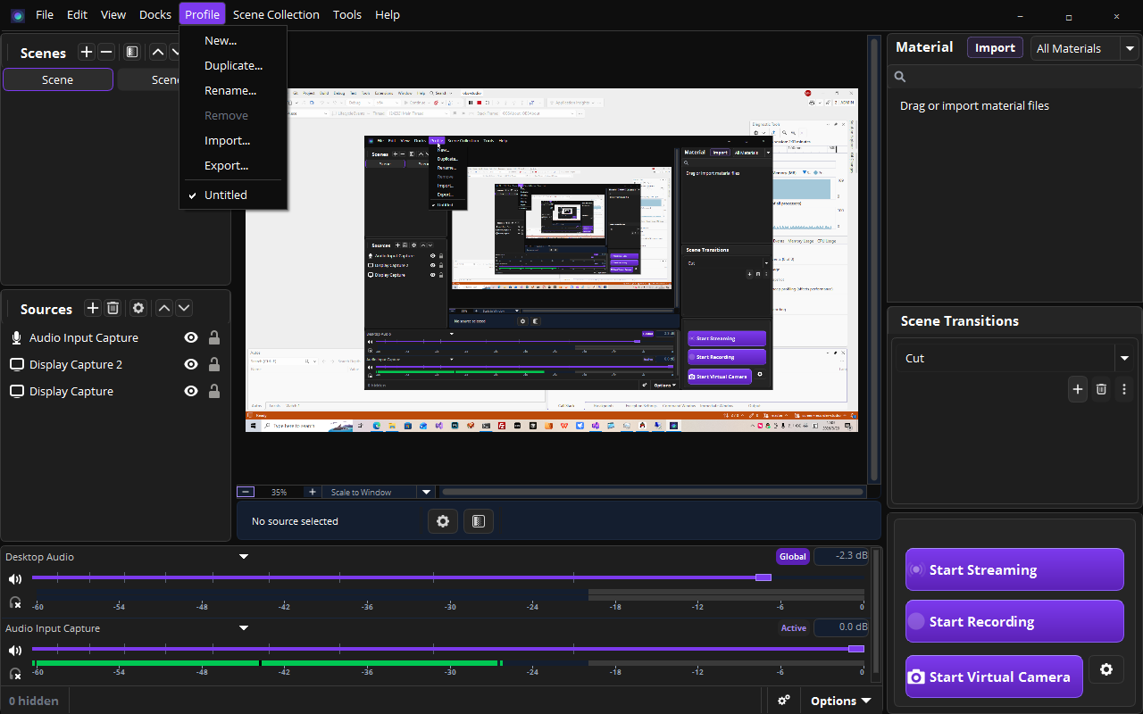 Profiles Menu