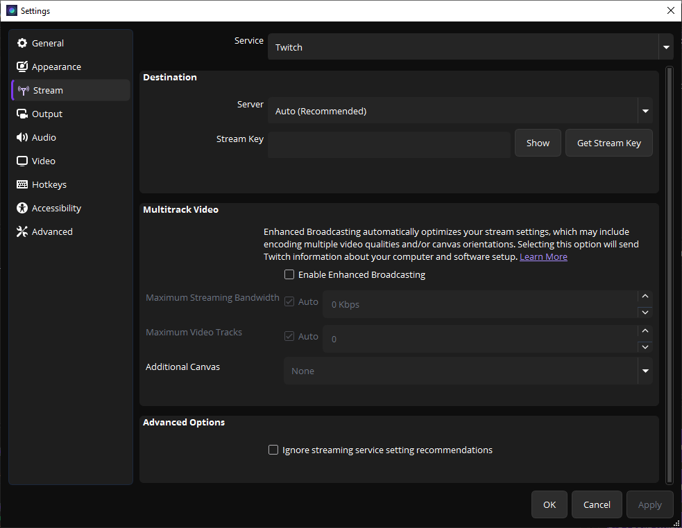 Stream Settings
