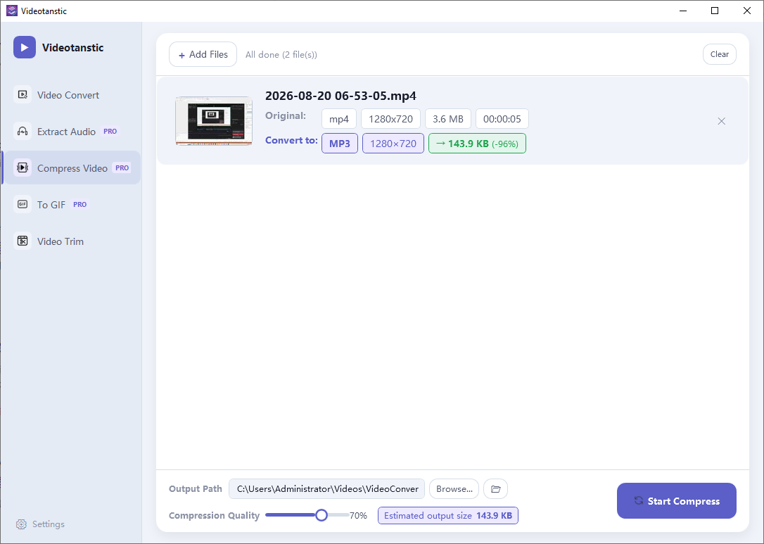 Video Compression Codec Videotanstic: Video Converter, Compress Video, Extract Audio, GIF Maker ...