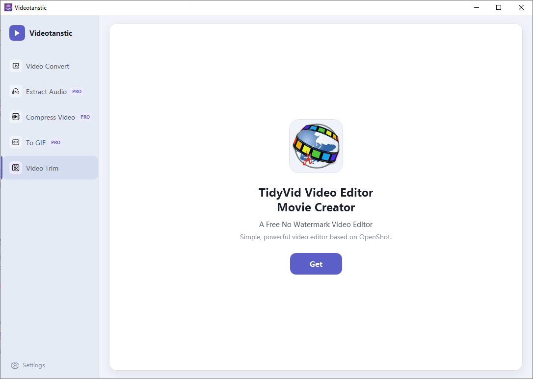 Video Trim pointing to the free TidyVid video editor