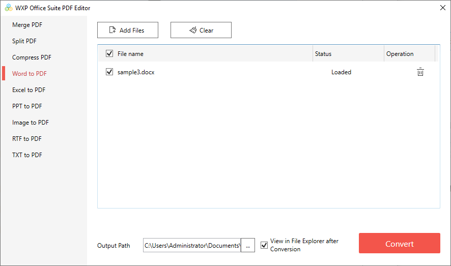 Word to PDF with a file added