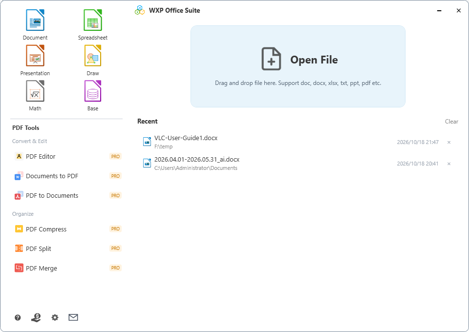 WXP Office Suite main window