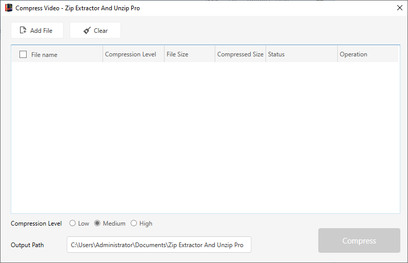 Compress Video window